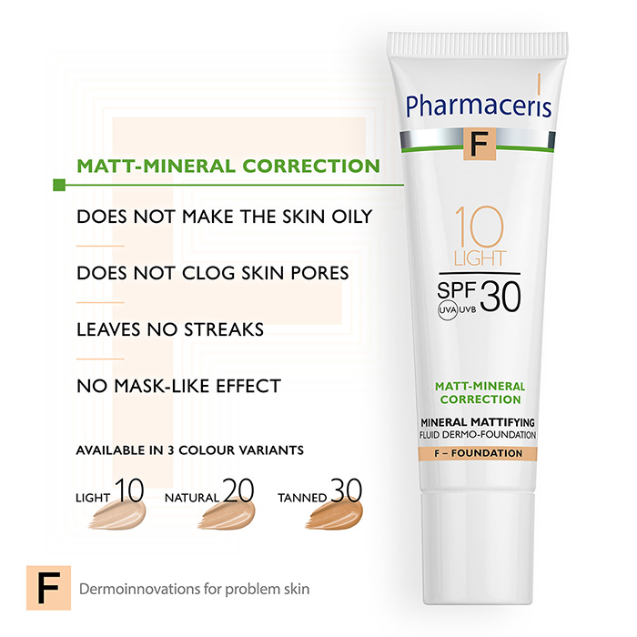 Pharmaceris Mineral Mattifying Fluid Dermo-Foundation LIGHT F3158